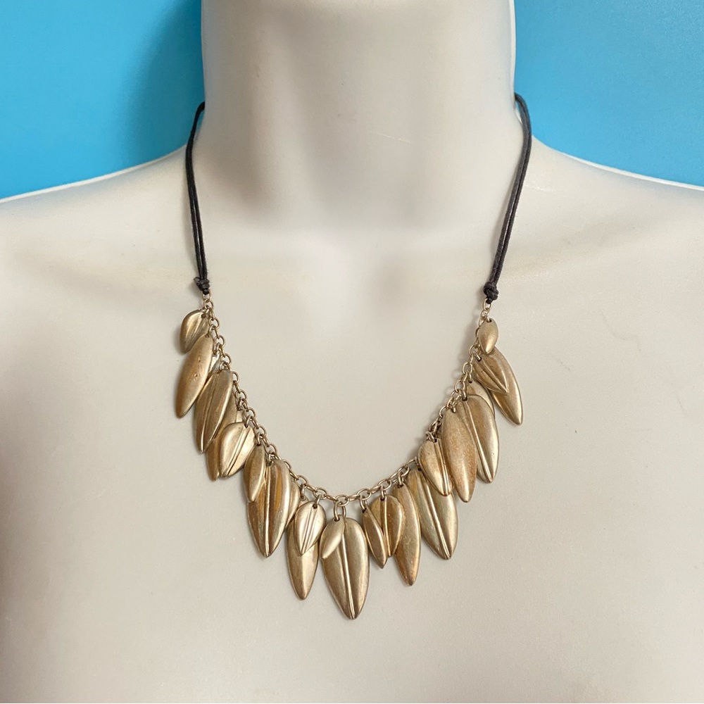 J.JILL Silver Dangles On Black Cording Necklace Boho Style